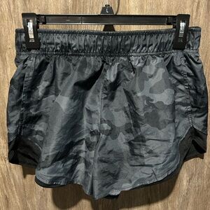 Gray and Black Camouflage Athletic Shorts